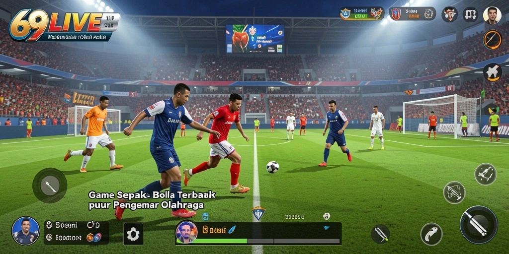 Tampilan gameplay menarik di lapangan sepak bola.