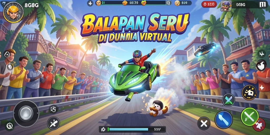 Tangkapan layar dari gameplay balapan yang menegangkan di 8G8G.