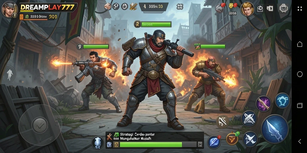 Tangkapan layar utama dari gameplay <strong>DREAMPLAY77</strong> menunjukkan pertempuran taktis yang mendebarkan.