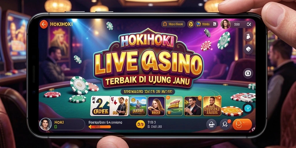 Tampilan gameplay HOKIHOKI dengan dealer Live Casino yang menarik.