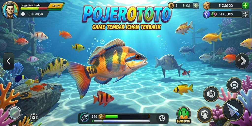 Screenshot POJEROTOTO dengan aksi menembak ikan yang seru dan grafis menawan.