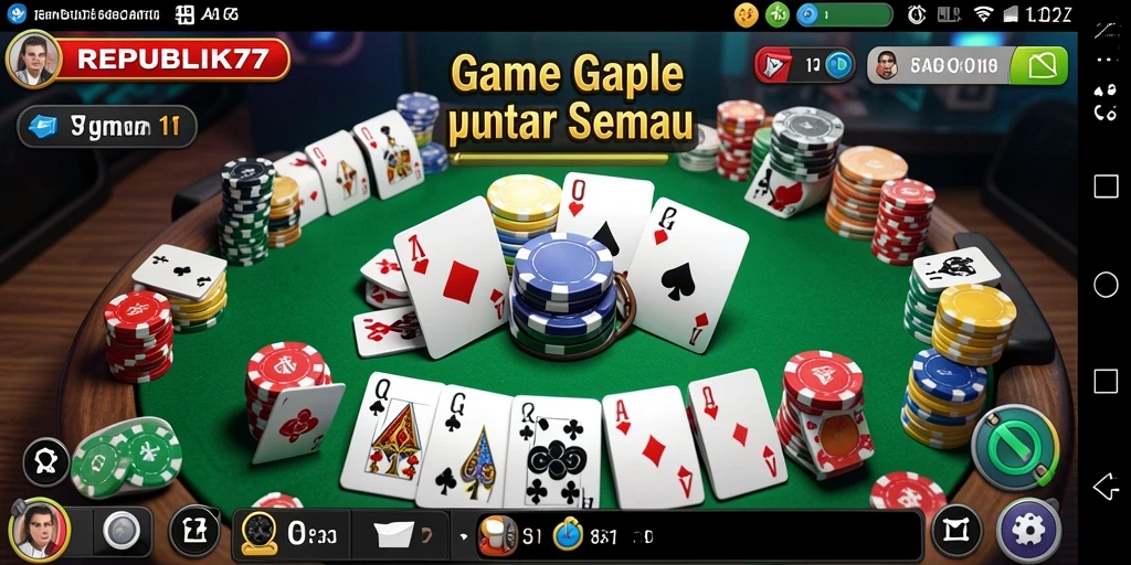 Tampilan gameplay menarik di REPUBLIK77 dengan suasana Gaple yang kental.