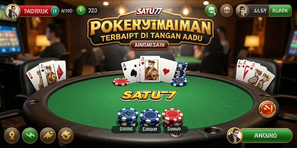 Screenshot SATU77 menampilkan pemain yang berkompetisi di meja poker virtual.