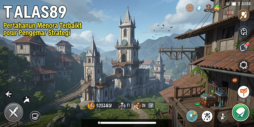 Tampilan gameplay menarik dengan menara dan musuh yang seru.