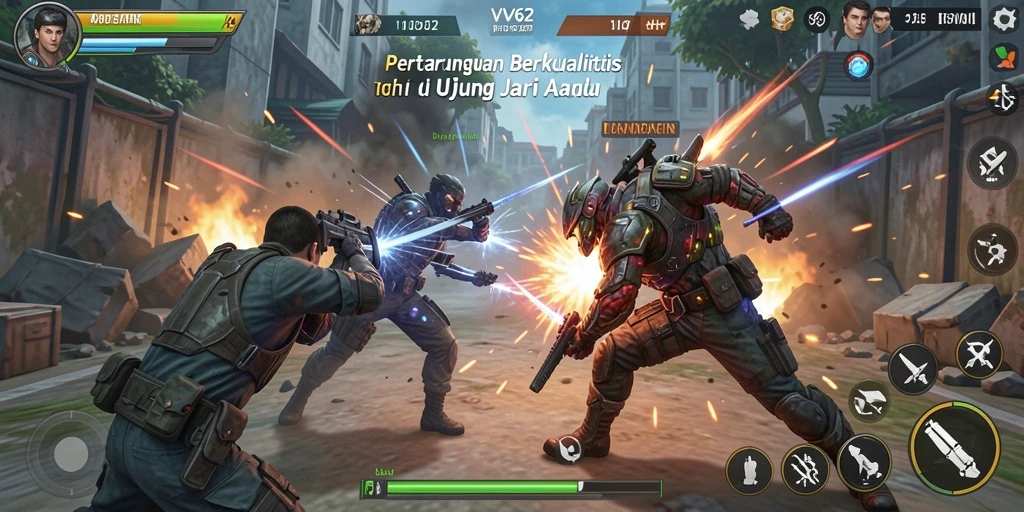 Tampilan aksi mendebarkan dalam gameplay Fighting VV62.
